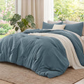 Bedsure Oversized King Comforter Prewashed Bedding 3Pcs Slate Blue 120"x98"