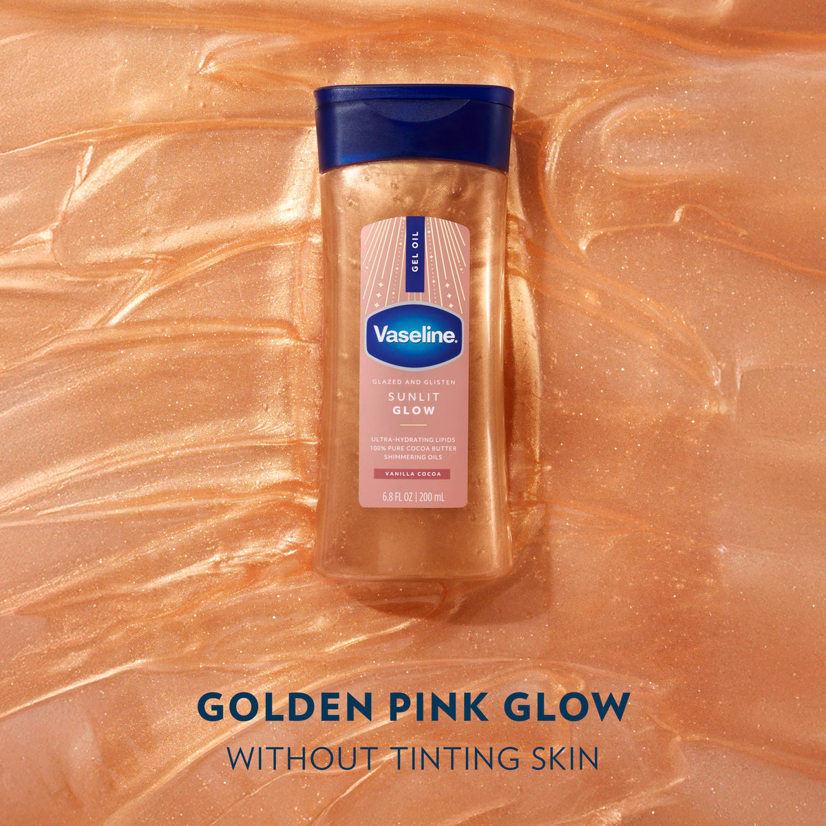 Vaseline Glazed and Glisten Sunlit Glow Body Gel Oil Shimmering 6.8oz 1ct