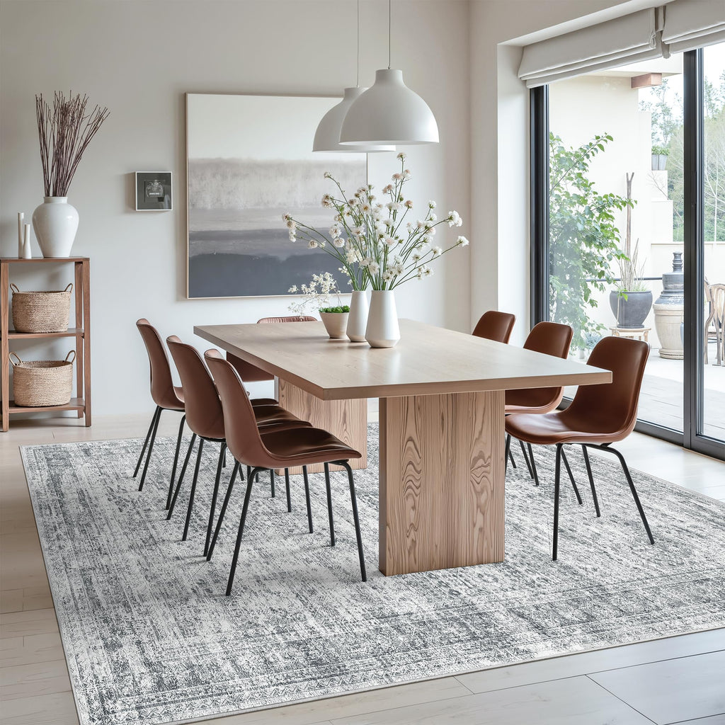 Soalmost Washable Area Rug 8x10 Large Soft Grey Rugs for Living Room