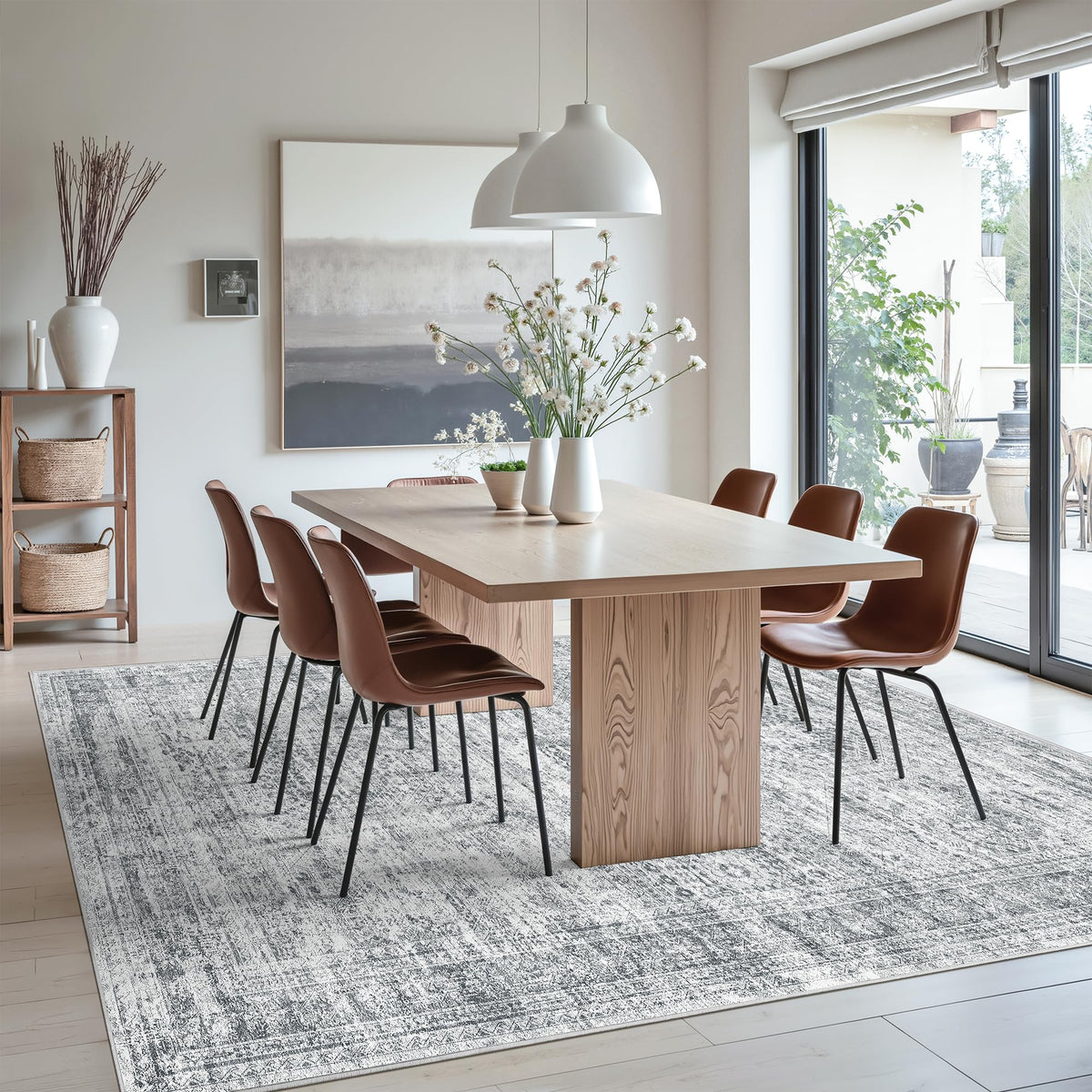 Soalmost Washable Area Rug 8x10 Large Soft Grey Rugs for Living Room