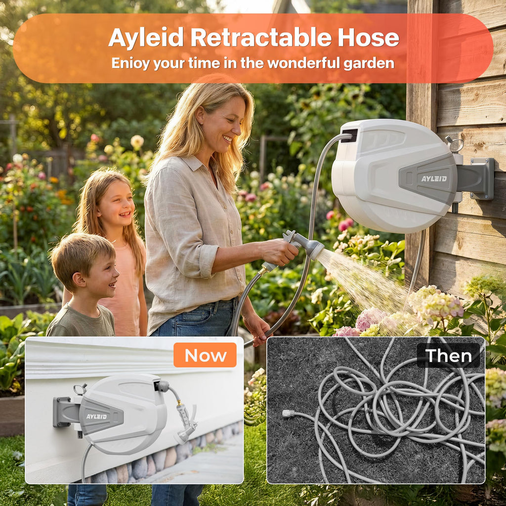 Ayleid Retractable Garden Hose Reel, 1/2"x100ft Wall Mount