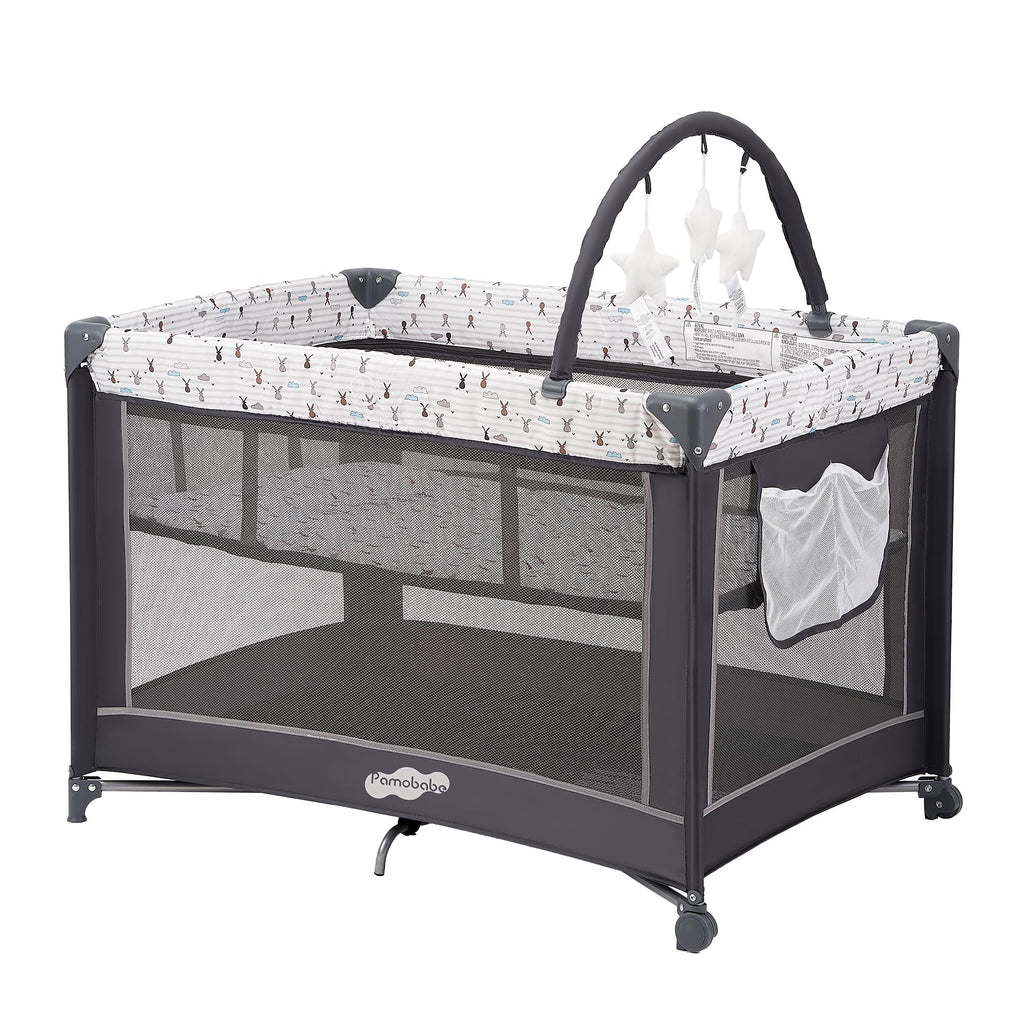 Pamo Babe Pack and Play with Bassinet, Portable Playard for Baby