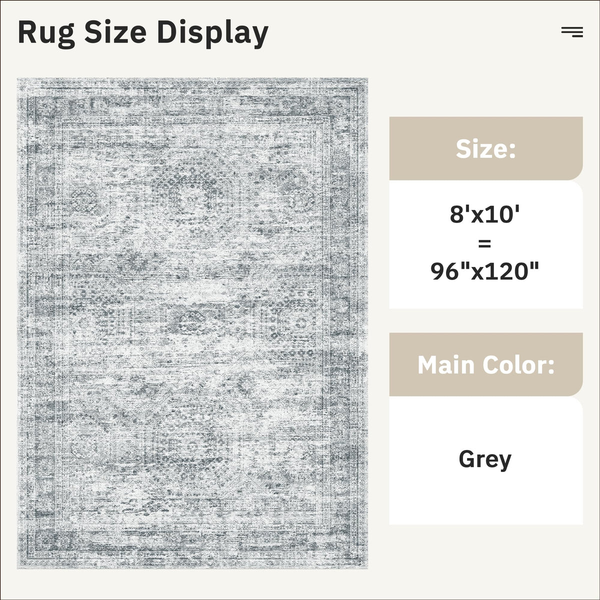 Soalmost Washable Area Rug 8x10 Large Soft Grey Rugs for Living Room