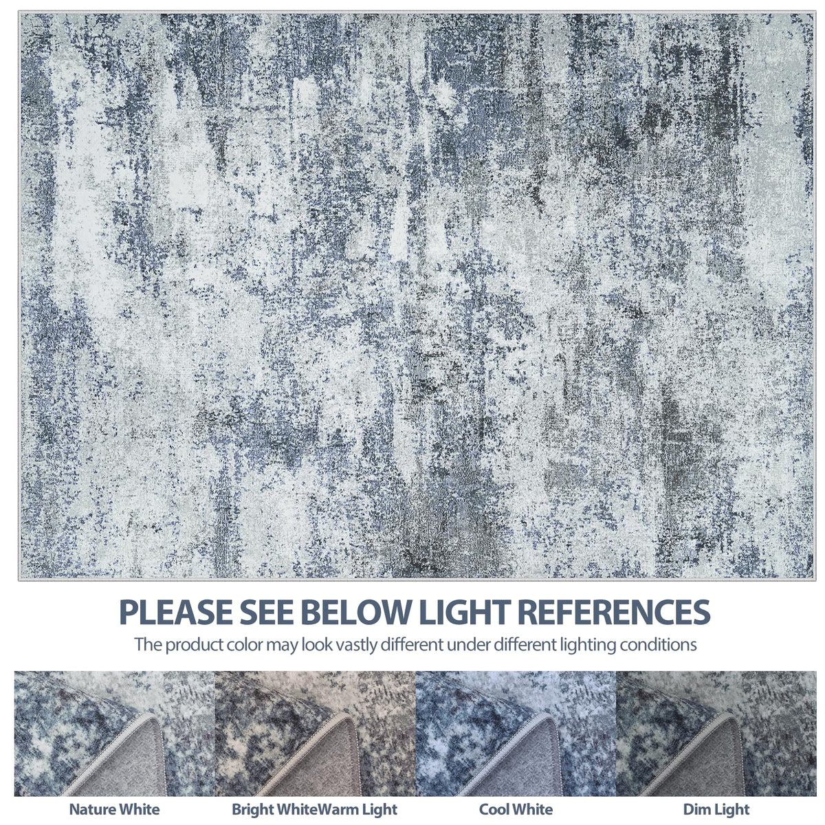 8x10 Area Rugs for Living Room Washable Bedroom Dining Room Blue Grey