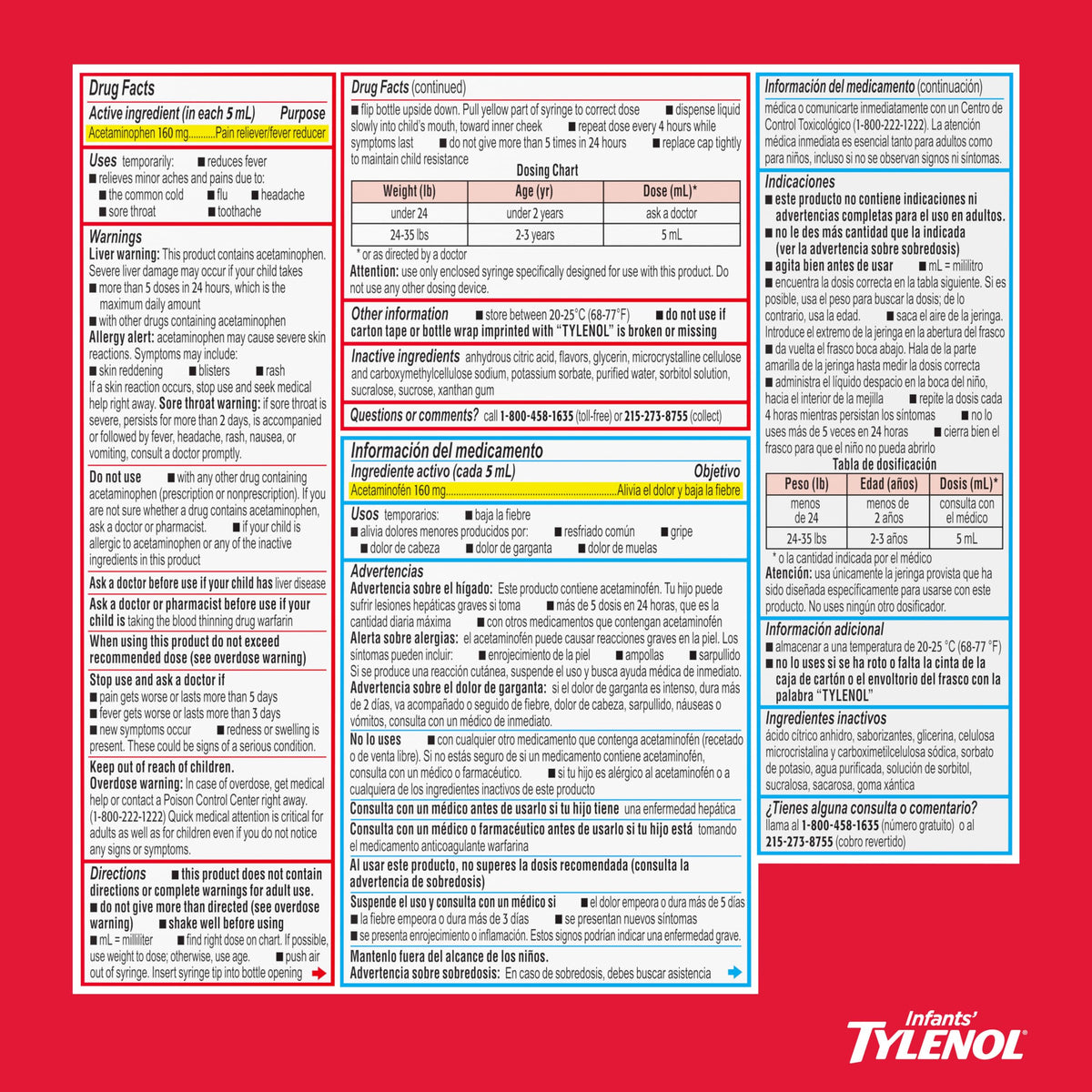 Infants' Tylenol Acetaminophen Oral Suspension, Dye-Free, Cherry, 2 fl. oz