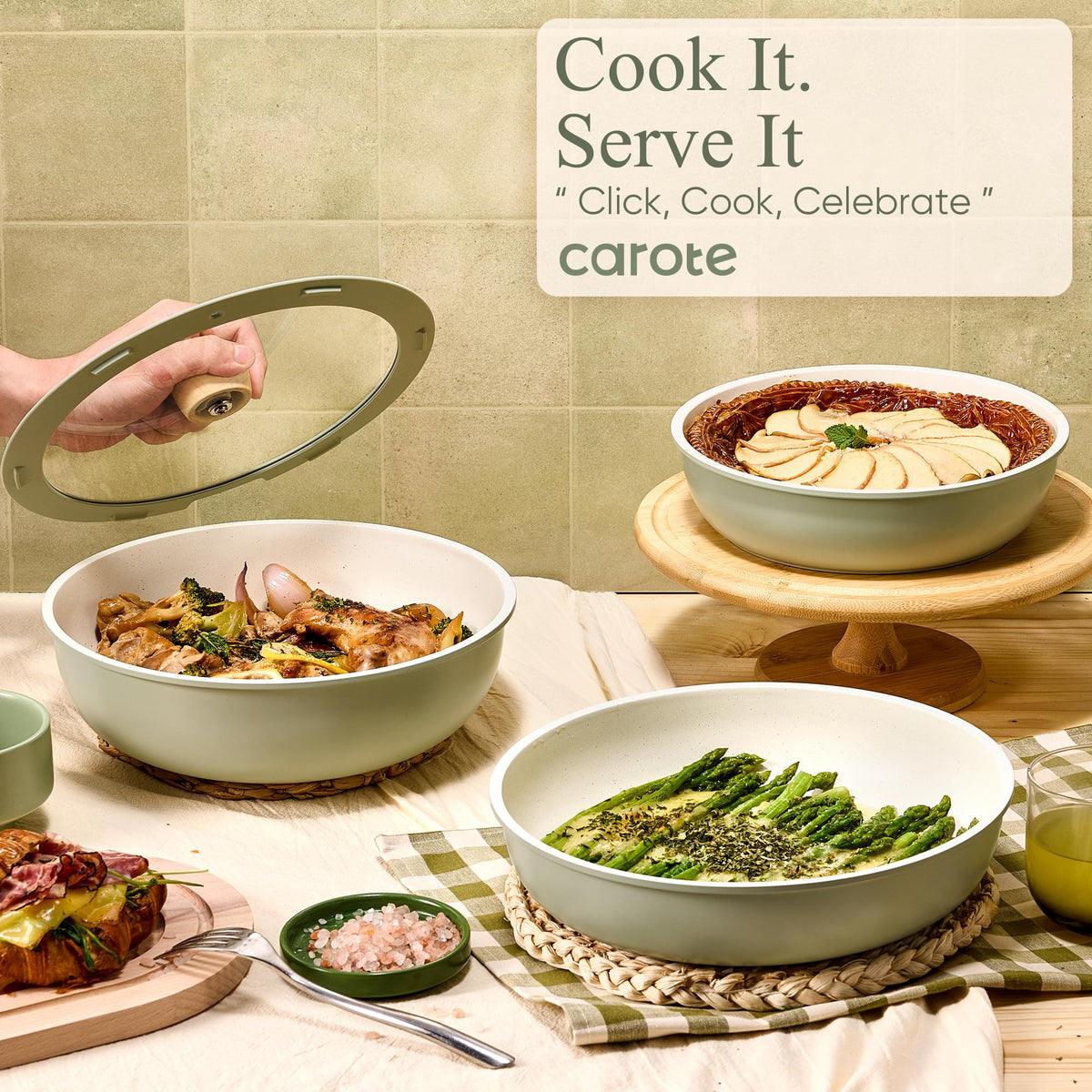 CAROTE 25pcs Pots and Pans Set Non Stick, Cookware Set Detachable Handle