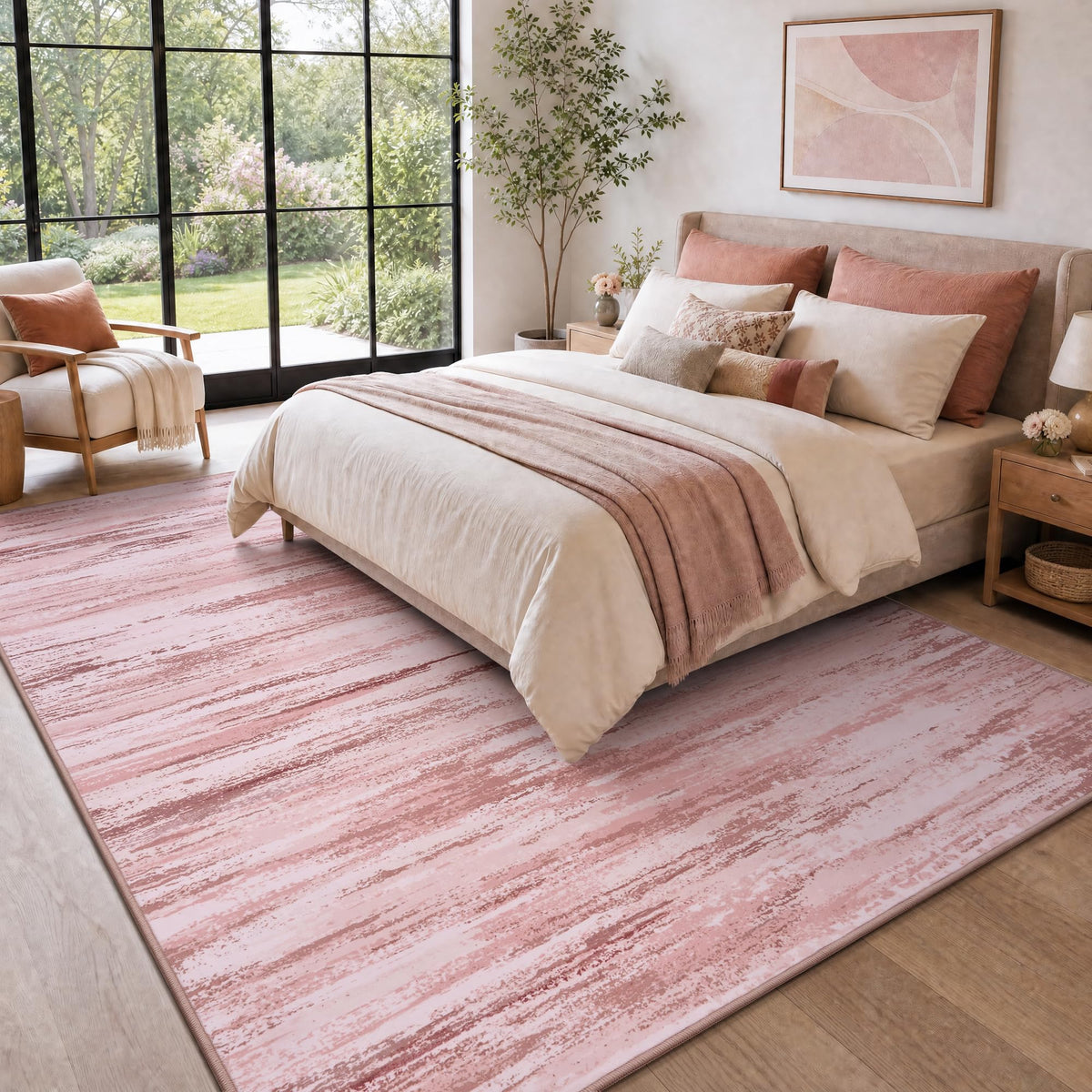 tchdio Pink Rug-5x7 Area Rugs for Living Room, Ultra Soft Washable Rugs for Bedroom Non Slip Nursery Rug, Kids Rug Playroom Carpet for Bedroom, Pink