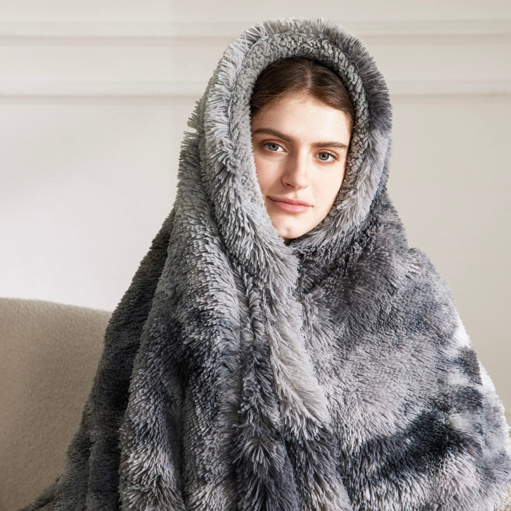 Bedsure Faux Fur Fluffy Fleece Sherpa Blanket Couch Throw Grey 50"x60"