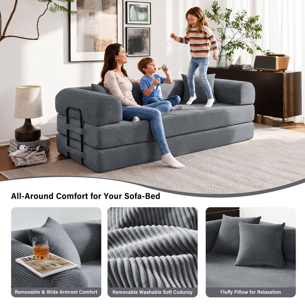 79" Convertible Sofa Bed, Boneless Sleeper Futon Couch for Living Room