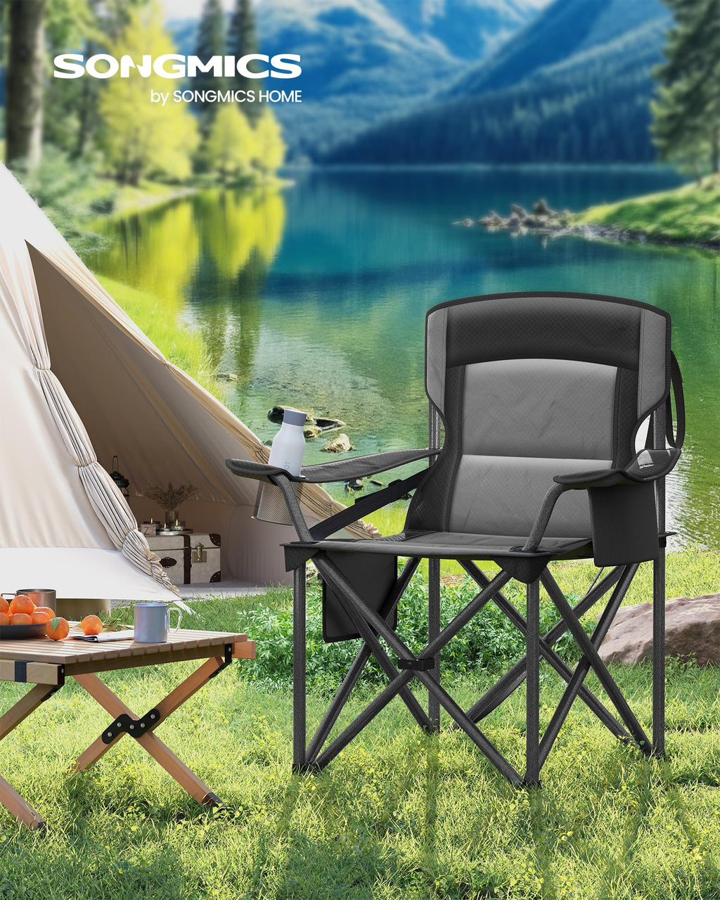 SONGMICS Folding Camping Chair, Max. Load Capacity 451.9 lb