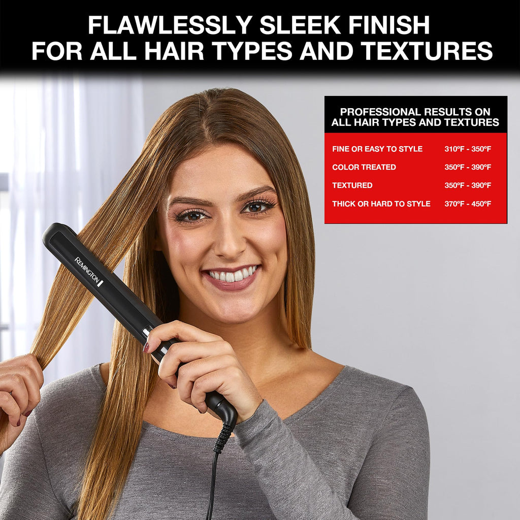 Remington 1" Flat Iron Hair Straightener, Anti-Static Technology, 30%