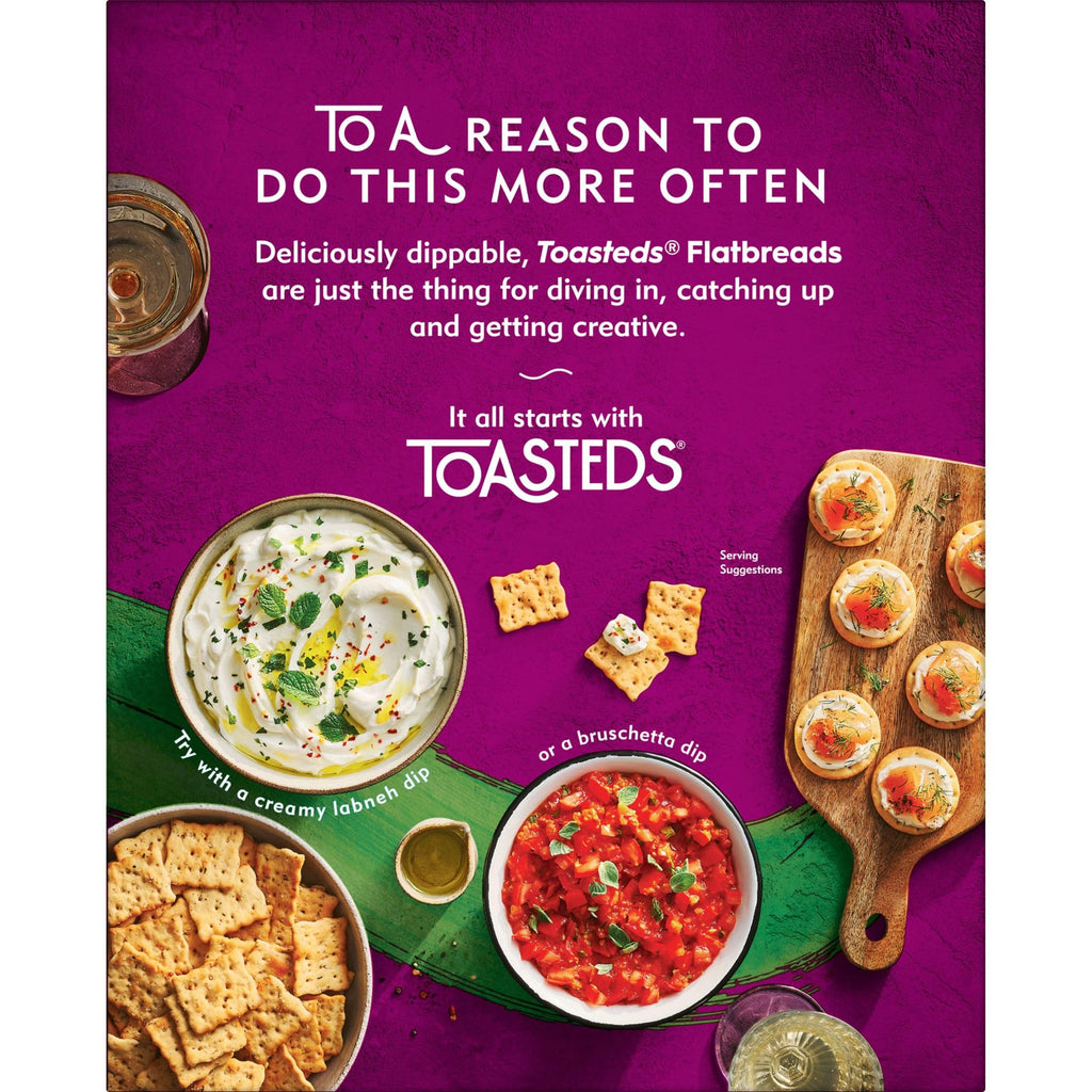 Toasteds Flatbreads Crackers, Lunch Snacks, Party Snacks, Italian Herb (12 Boxes)