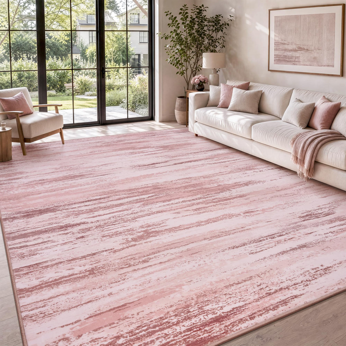 tchdio Pink Rug-5x7 Area Rugs for Living Room, Ultra Soft Washable Rugs for Bedroom Non Slip Nursery Rug, Kids Rug Playroom Carpet for Bedroom, Pink