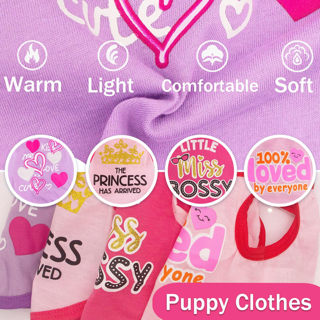 4 Pieces Chihuahua Clothes Cute Dog Clothes for Small Dogs Girl Puppy Shirt