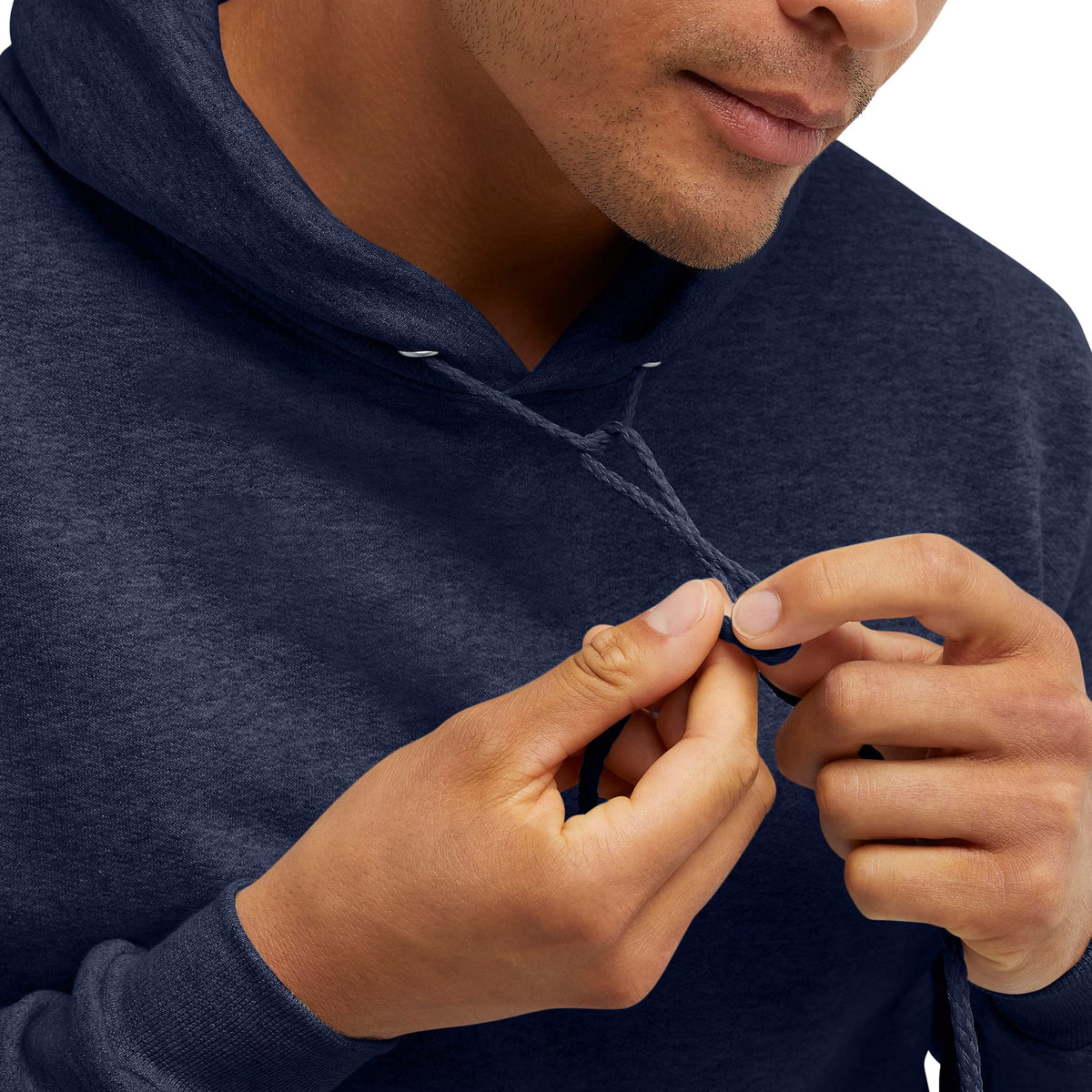 Hanes Comfortblend EcoSmart Hoodie, Midweight Fleece, Pullover Hooded Sweatshirt for Men, Heather Navy, Large
