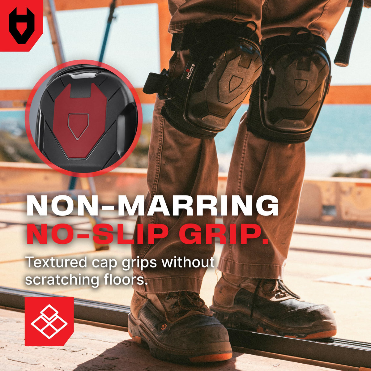 NoCry Professional Construction Knee Pads for Men and Women with Non-Slip Heavy Duty Cap and Ankle Support — Thick Foam and Gel Cushioning — Reinforced, Adjustable Straps and Military Grade Rivets
