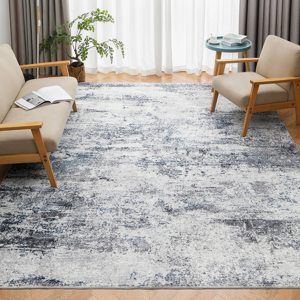 8x10 Area Rugs for Living Room Washable Bedroom Dining Room Blue Grey